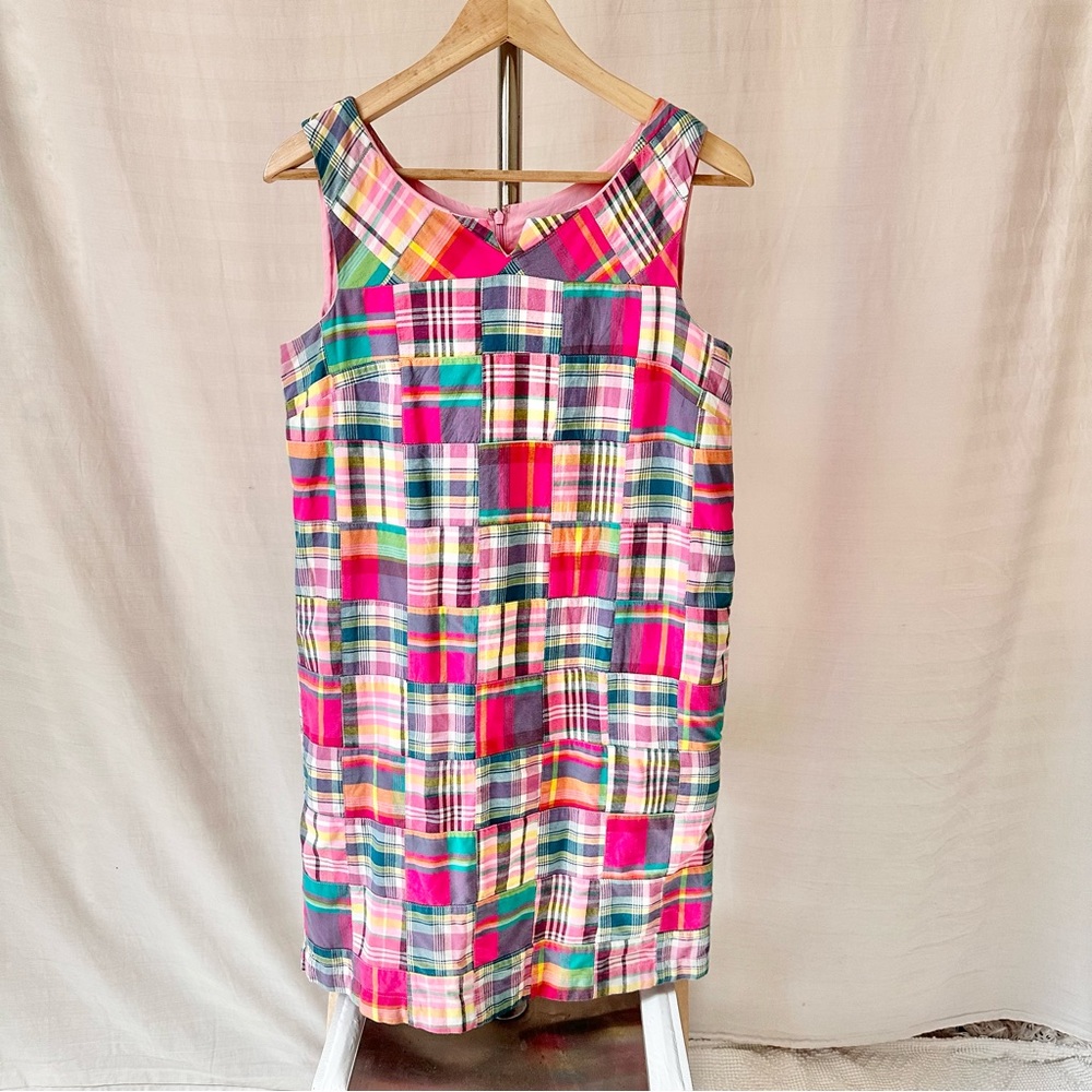 Talbots Madras Patchwork Dress Sleeveless Size 4 Cotton Lined - Picture 2 of 12